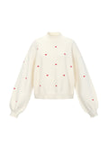 Knitted sweater with hearts