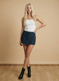 Denim Pearl Wrap Short