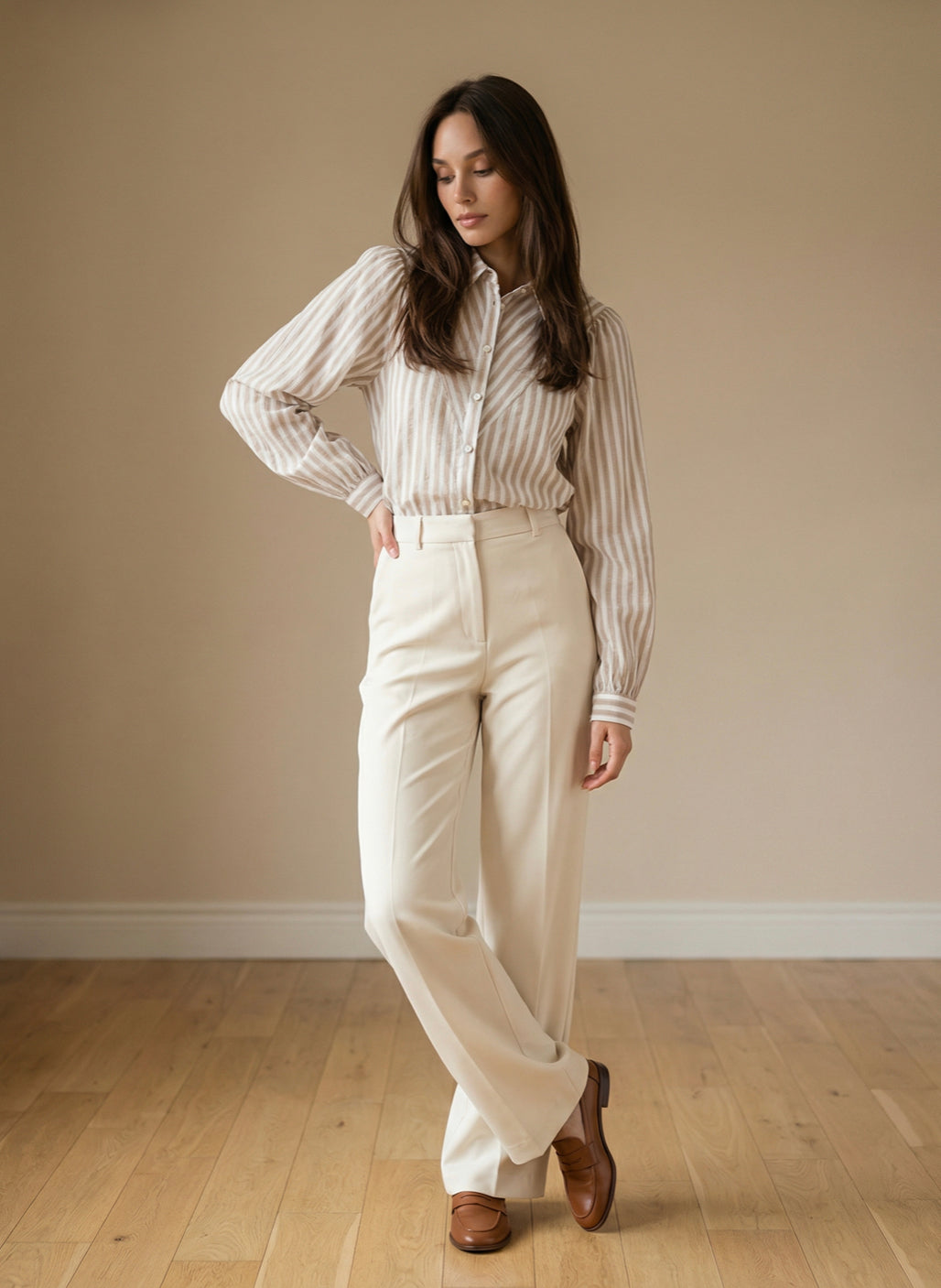 Hemd Myla – Gestreept Blouse met Pofmouwen