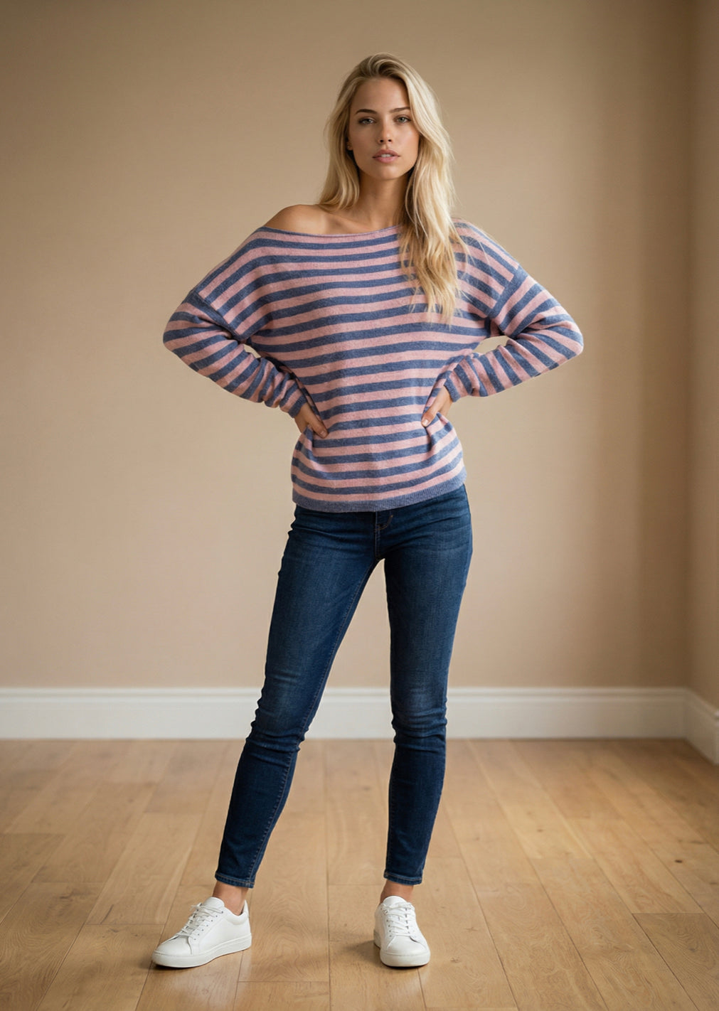 Trui Maya – Luxe Strepen Knit | Taille Unique | Made in Italy