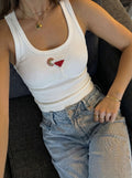 Cocktail Charm Rib Tank – Wit