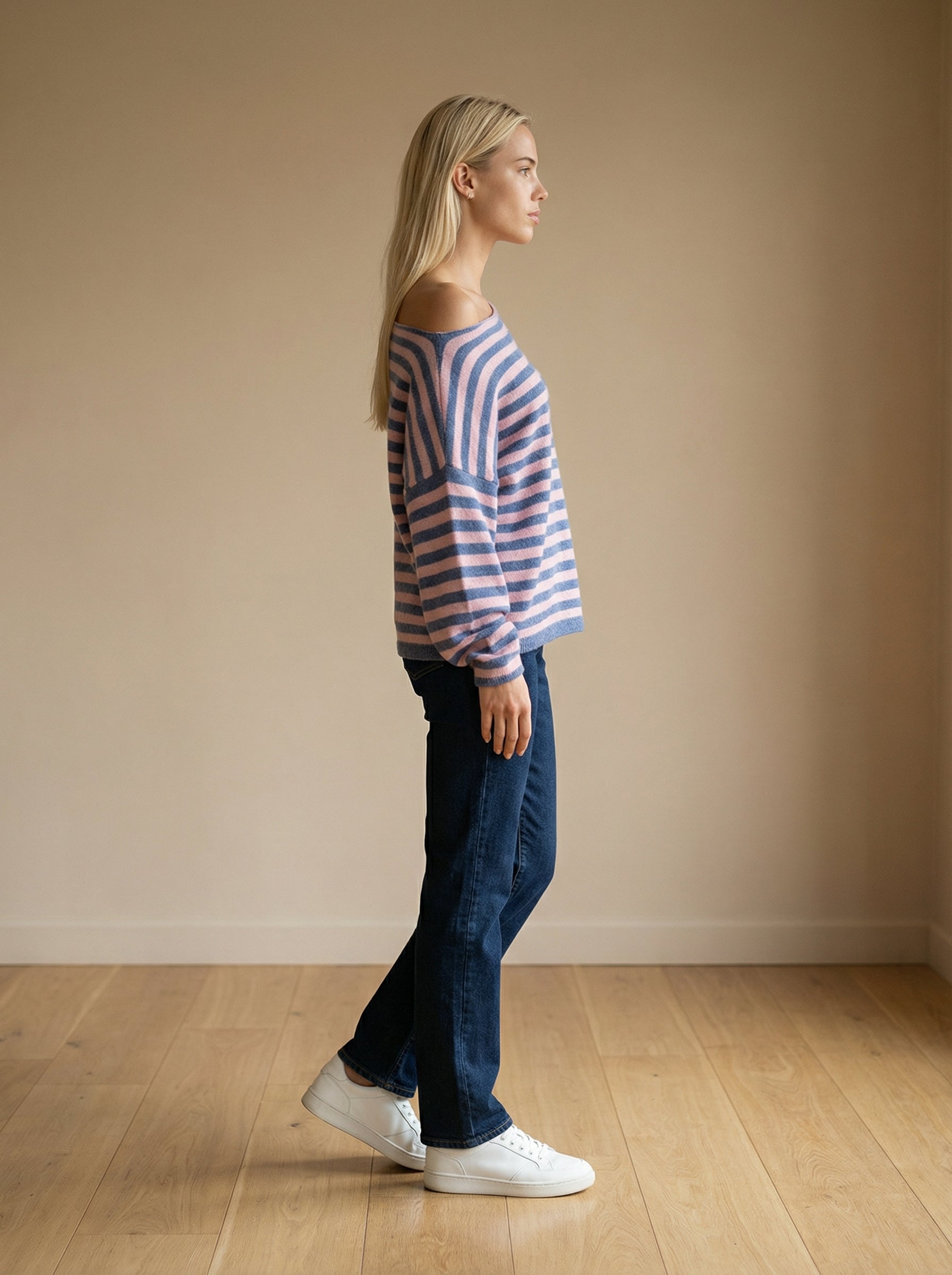 Trui Maya – Luxe Strepen Knit | Taille Unique | Made in Italy