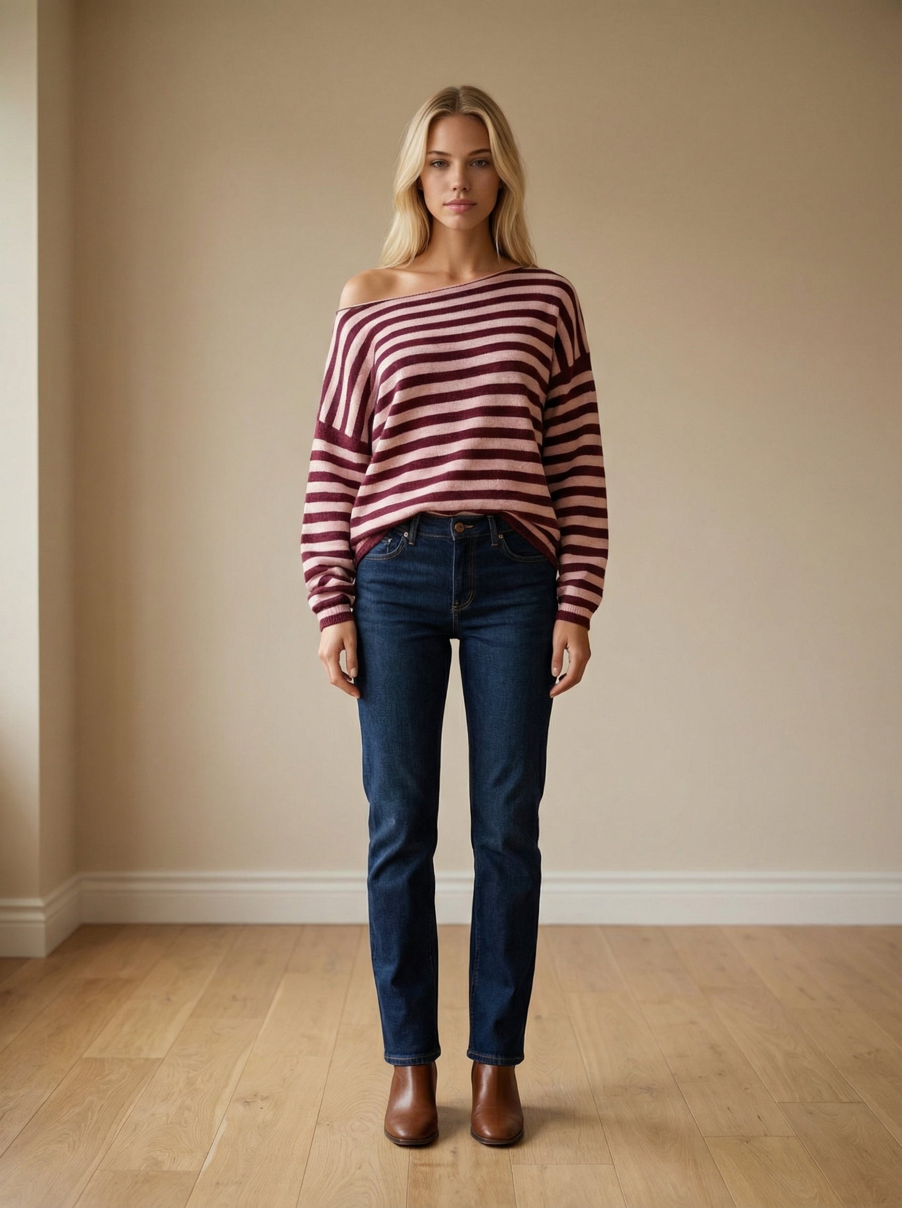 Trui Maya – Luxe Strepen Knit | Taille Unique | Made in Italy