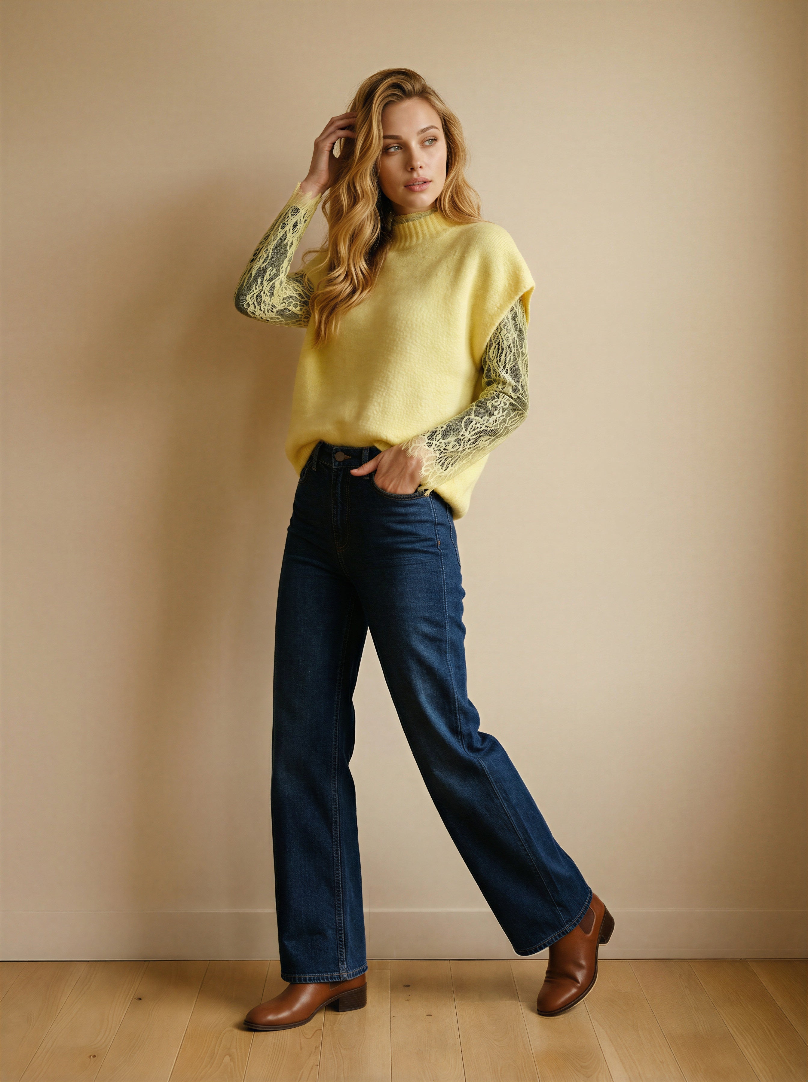 Trui Lilly – Licht Oversize | Transparante Details met Rauwe Afwerking