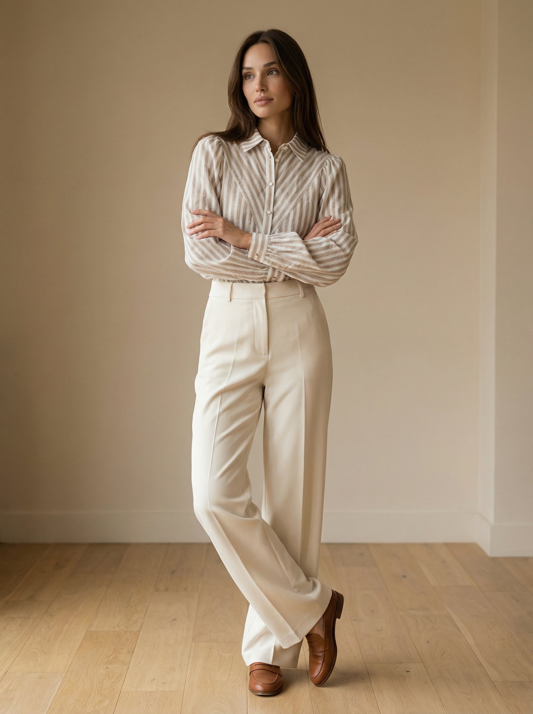 Hemd Myla – Gestreept Blouse met Pofmouwen